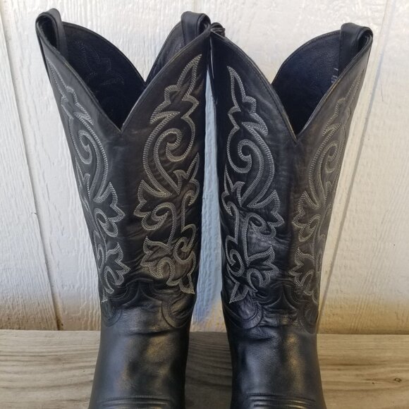 Justin Buck London Calfskin Mens Black Leather Western Boots 13 D 1408 - Picture 10 of 13